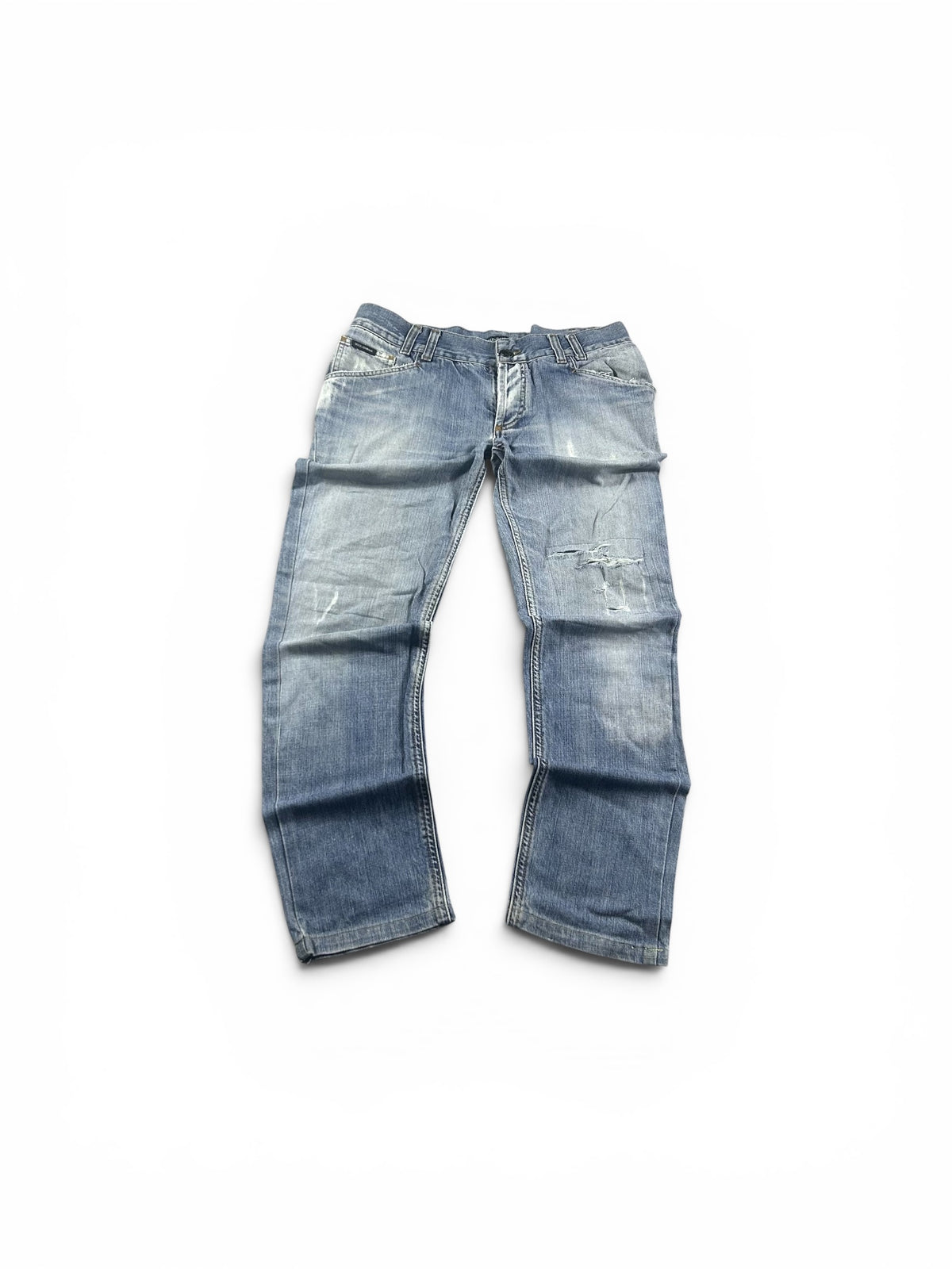 D&G Big Print Jeans Washed Blue Damen