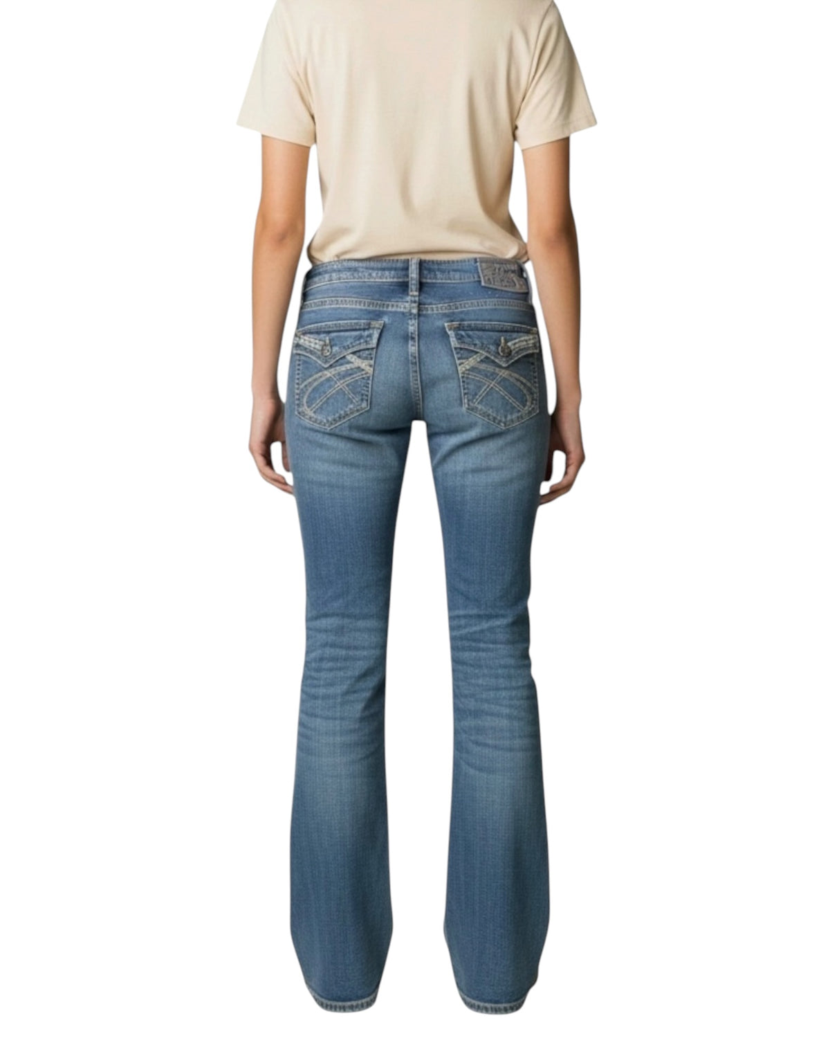 Y2K Bootcut Jeans Washed Blue Woman