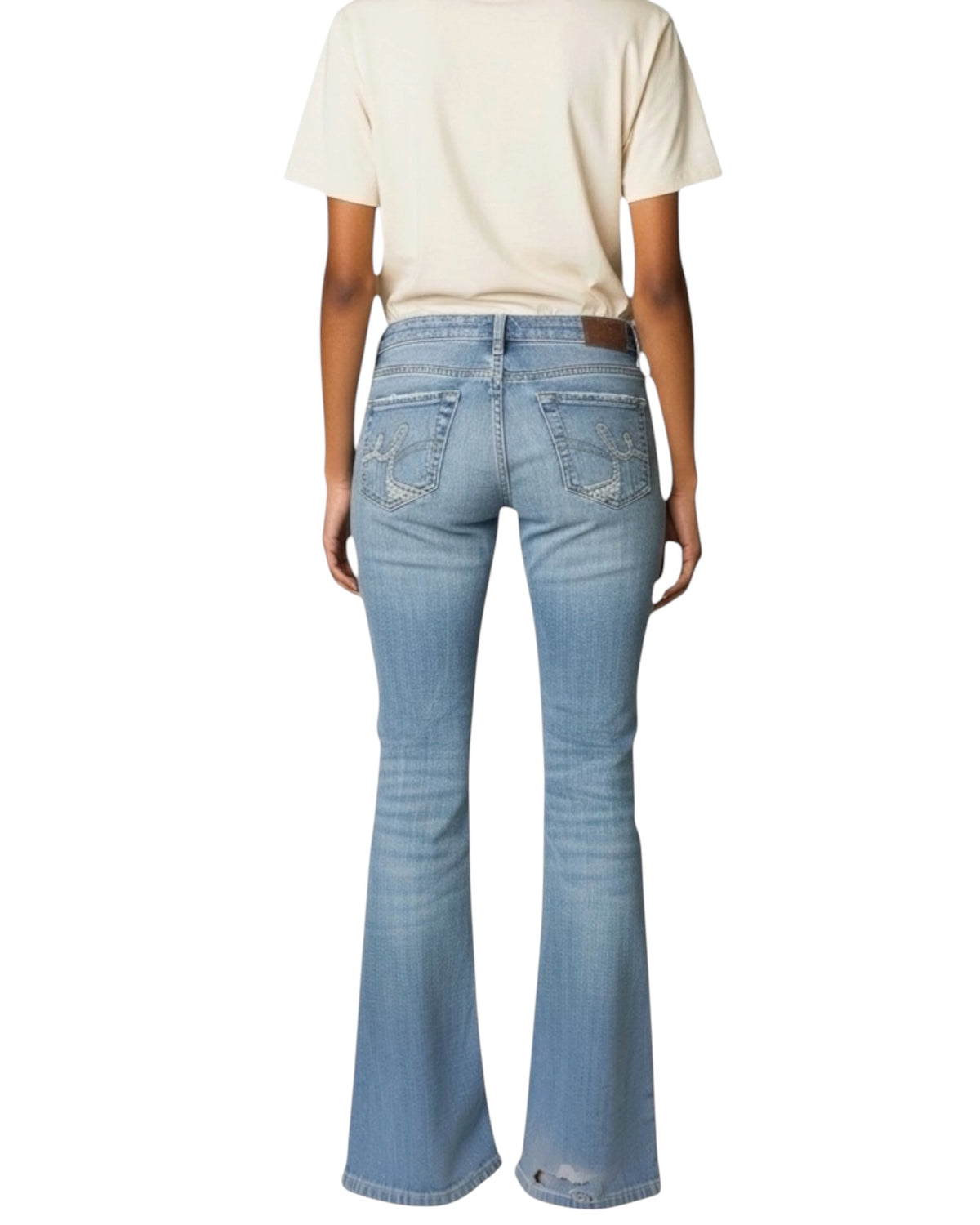 Y2K Bootcut Jeans Washed Blue Woman