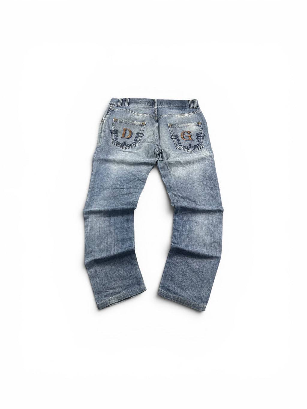 D&G Big Print Jeans Washed Blue Damen