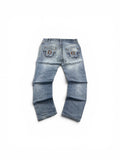 D&G Big Print Jeans Washed Blue Damen