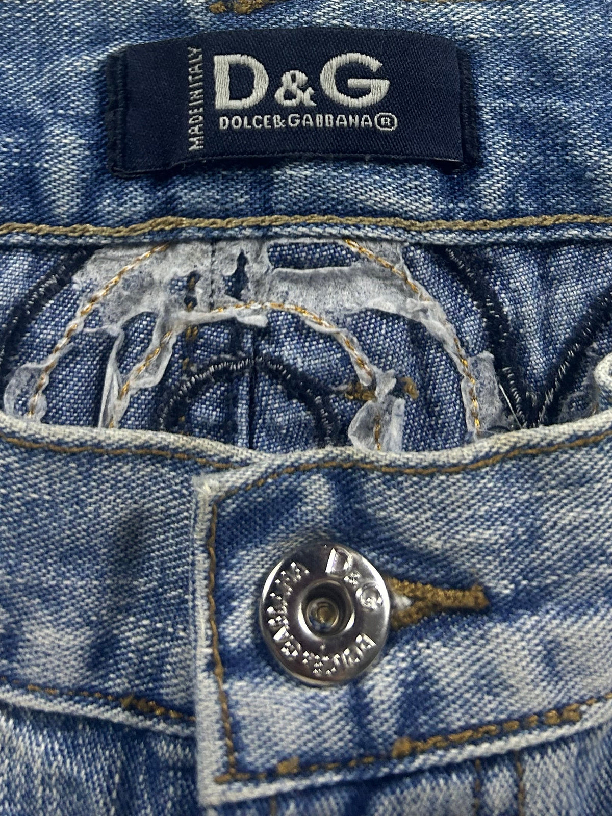 D&G Big Print Herren Jeans Washed Blue