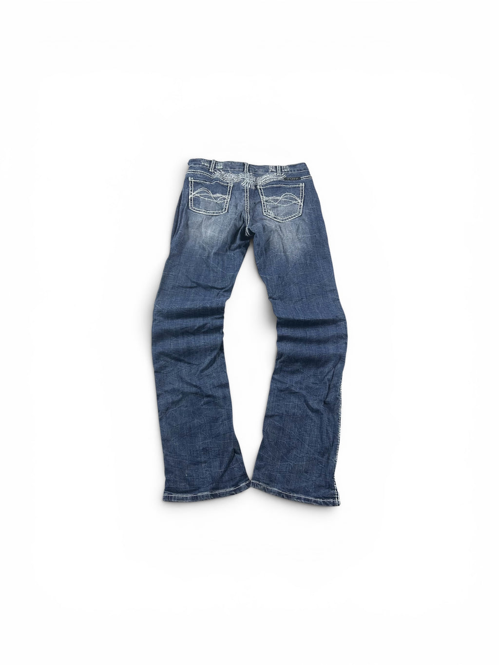 Y2K Bootcut Jeans Darkblue Big Eagle Print Woman