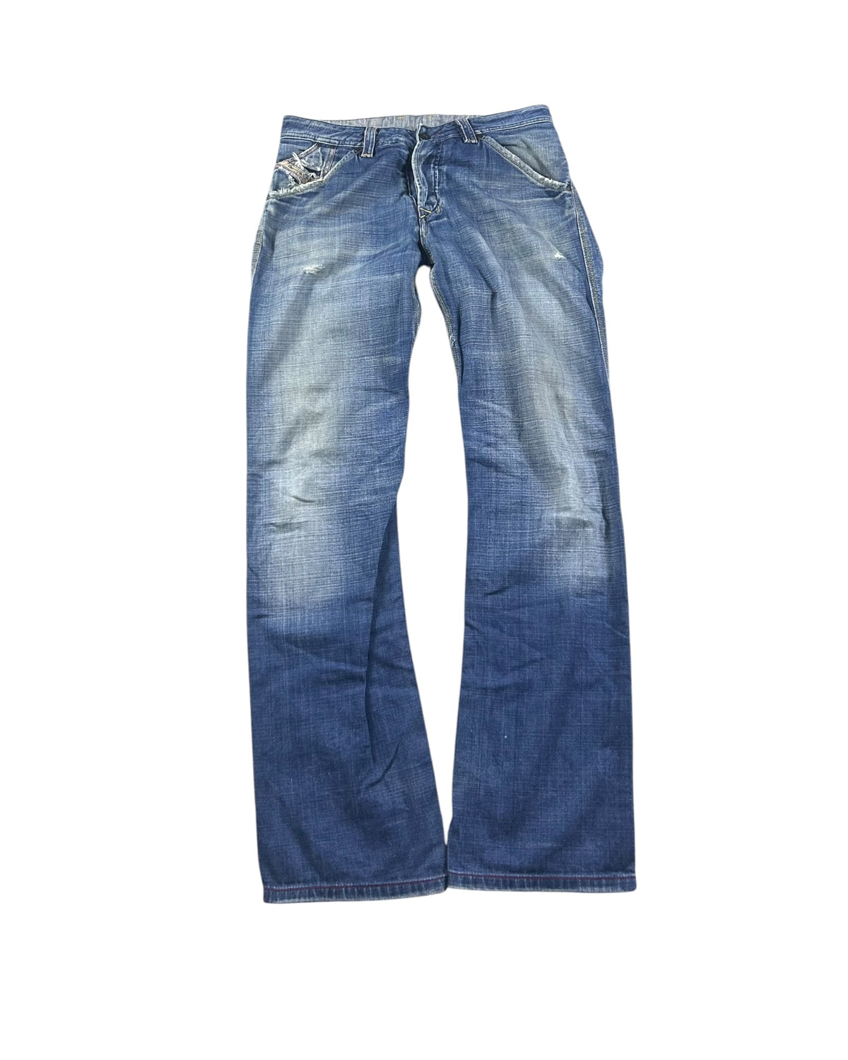 Diesel Straight Fit Jeans Washed Blue