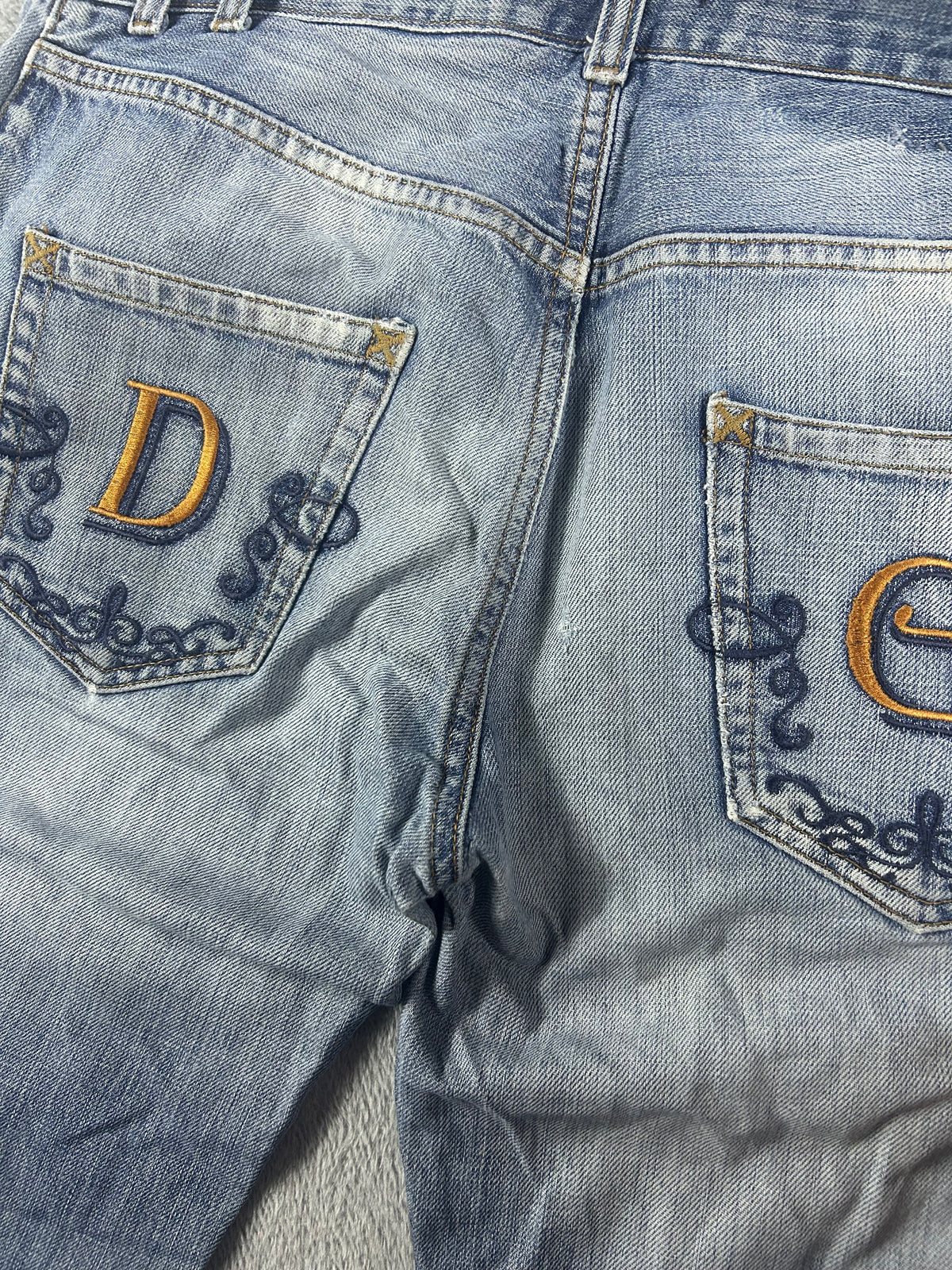 D&G Big Print Jeans Washed Blue Damen