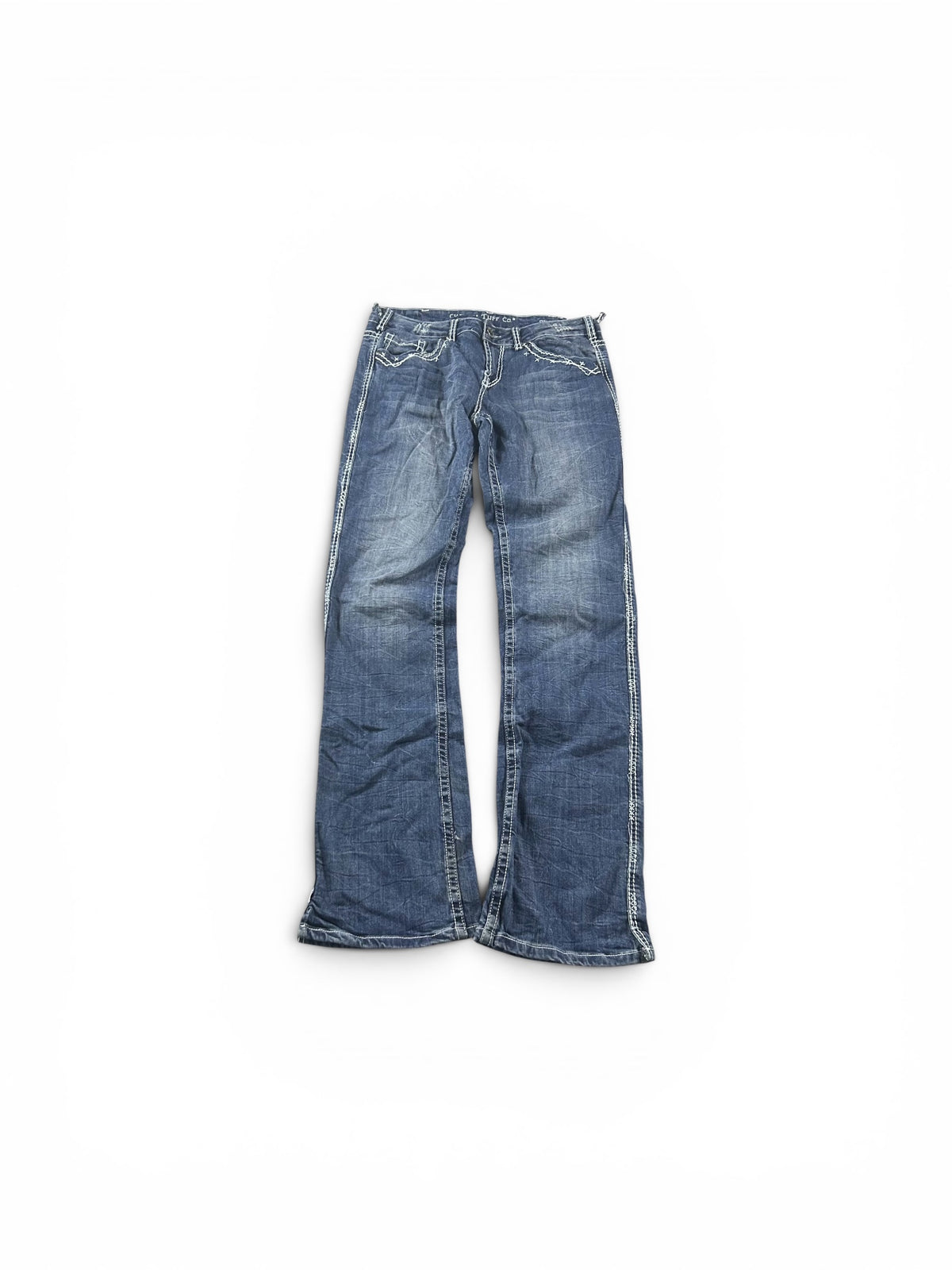 Y2K Bootcut Jeans Darkblue Big Eagle Print Woman