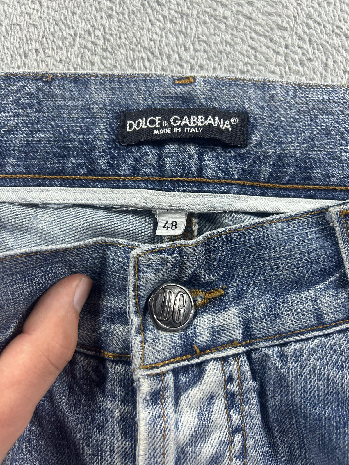 D&G Big Print Jeans Washed Blue Damen